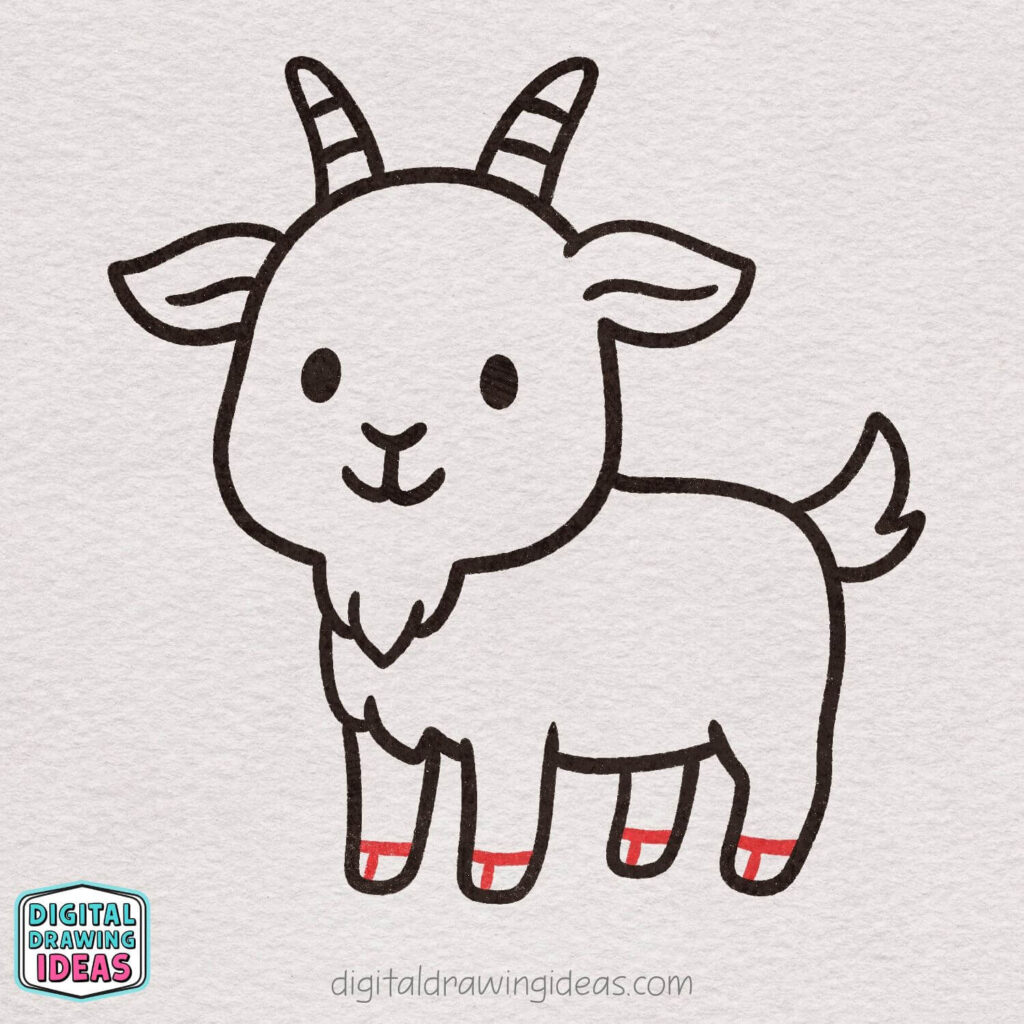 how to draw a goat - cute goat drawing tutorial
