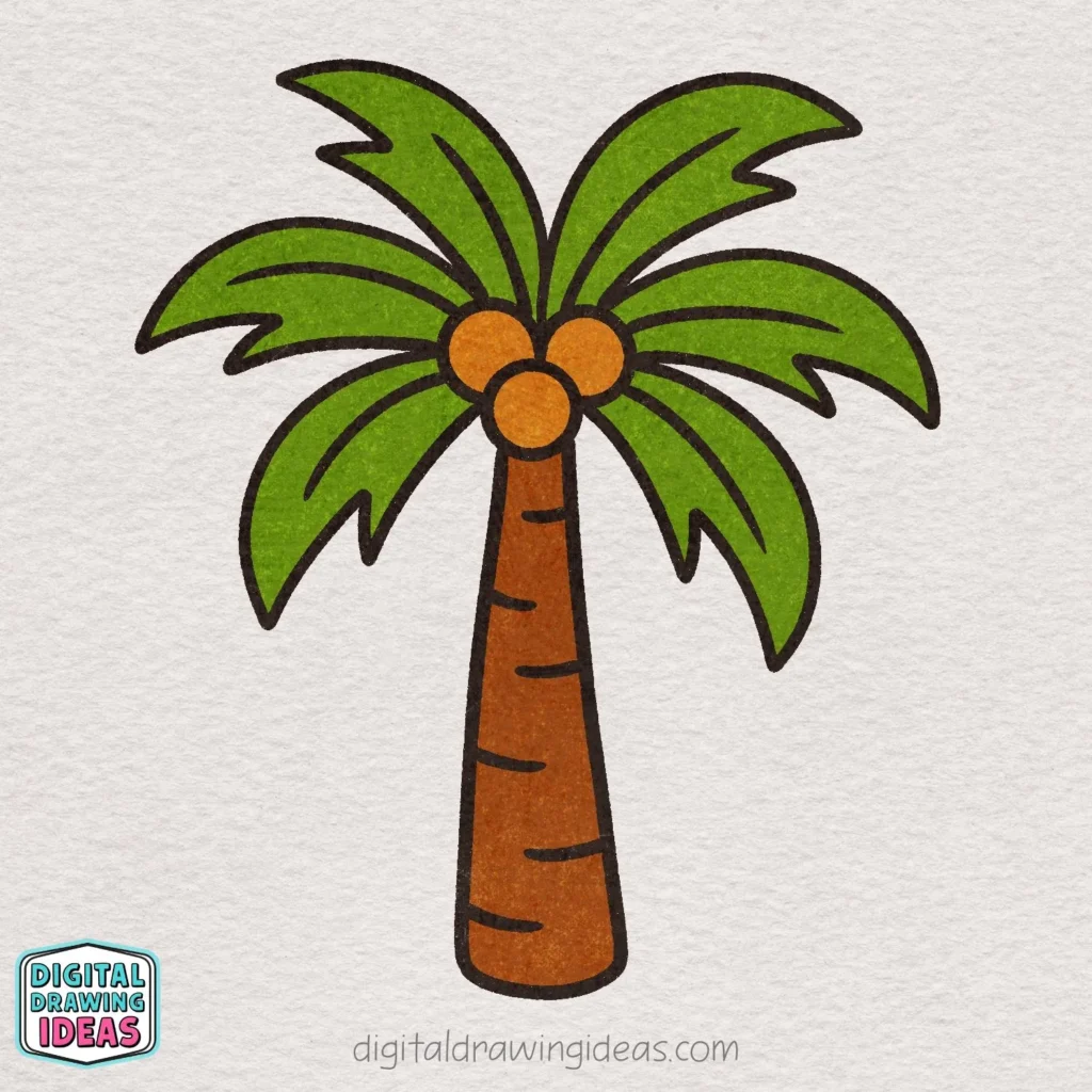 how to draw a palm tree - palm tree drawing tutorial