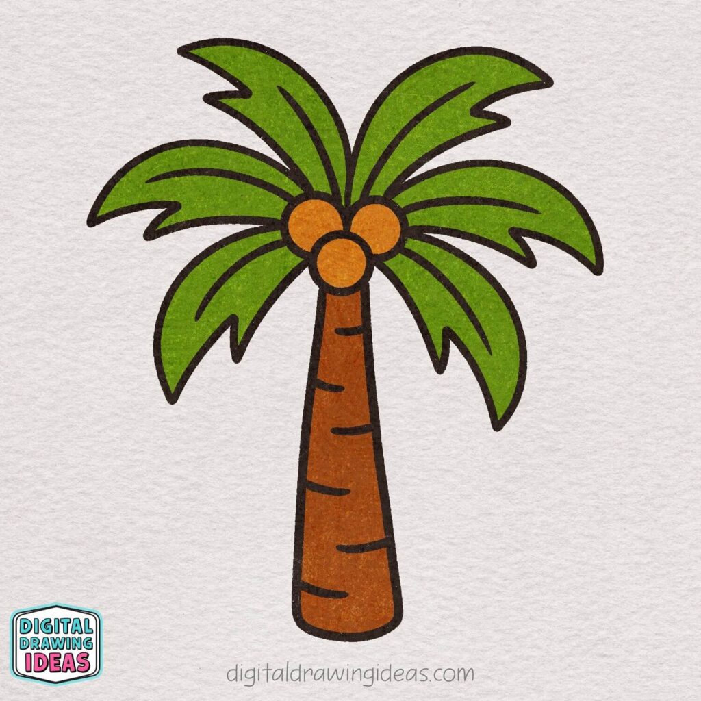 how to draw a palm tree - palm tree drawing tutorial