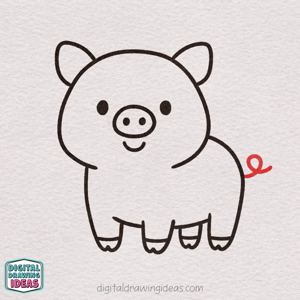 how to draw a pig - cute pig drawing tutorial