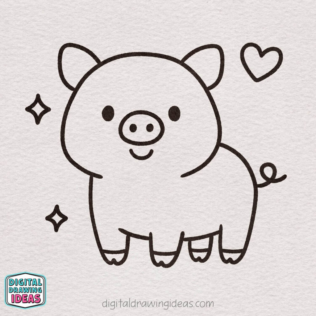 how to draw a pig - cute pig drawing tutorial