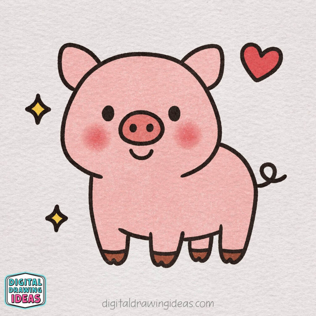 how to draw a pig - cute pig drawing tutorial