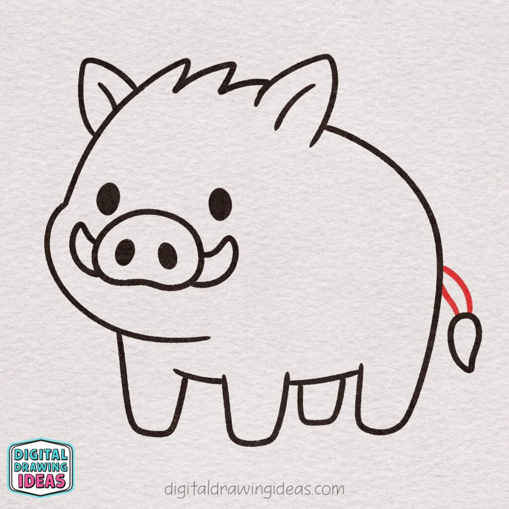 how to draw a boar - cute boar drawing tutorial