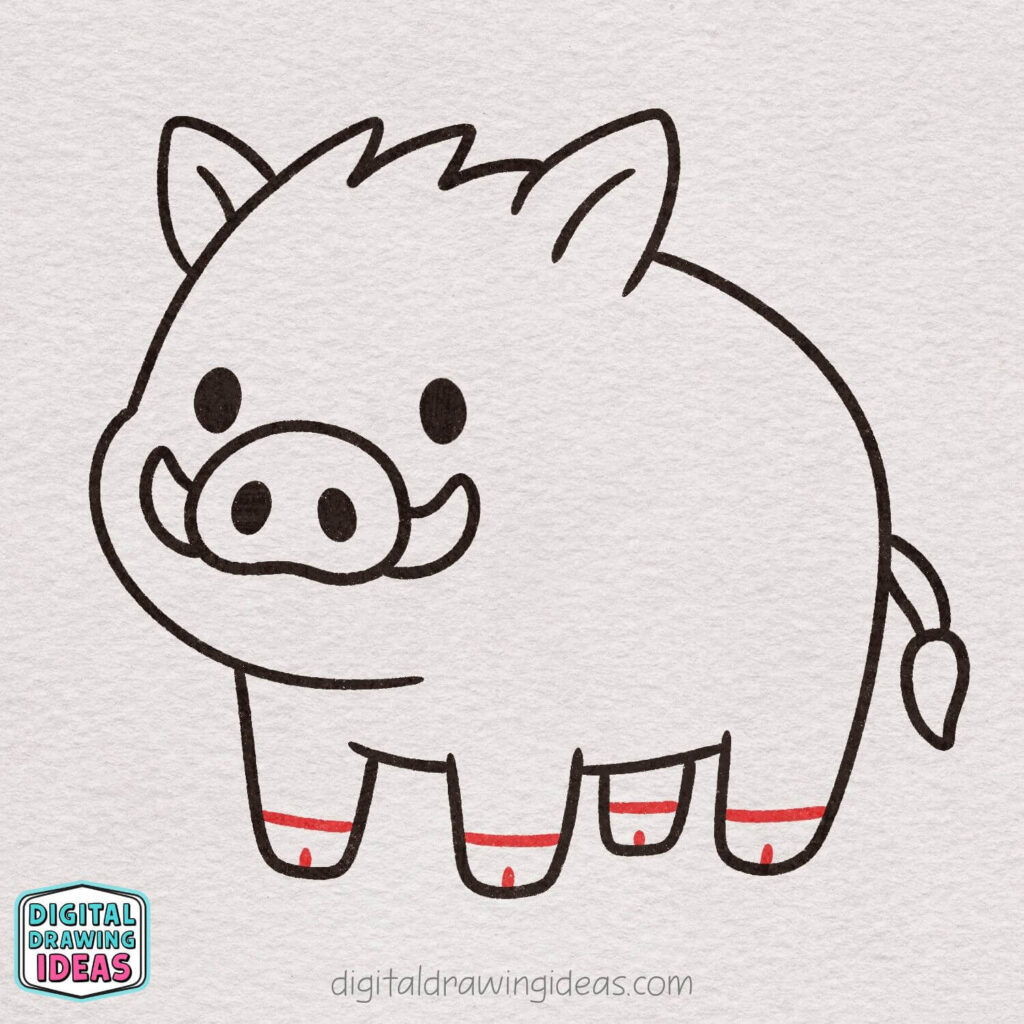 how to draw a boar - cute boar drawing tutorial