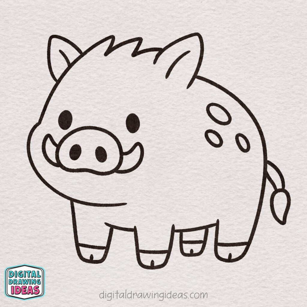 how to draw a boar - cute boar drawing tutorial
