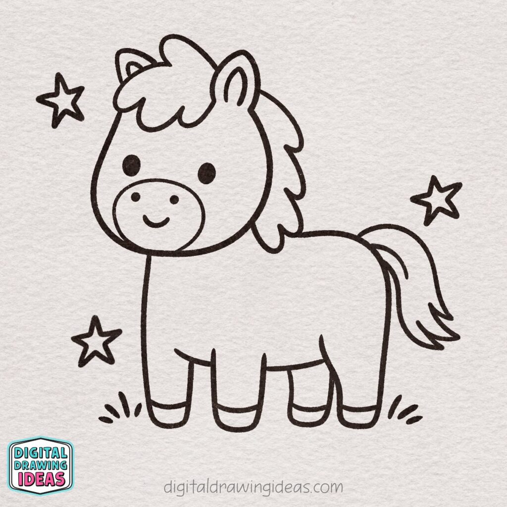 how to draw a horse - cute horse drawing tutorial