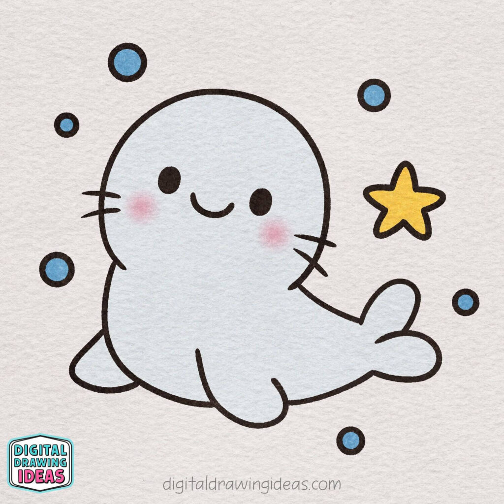how to draw a seal - cute seal drawing tutorial