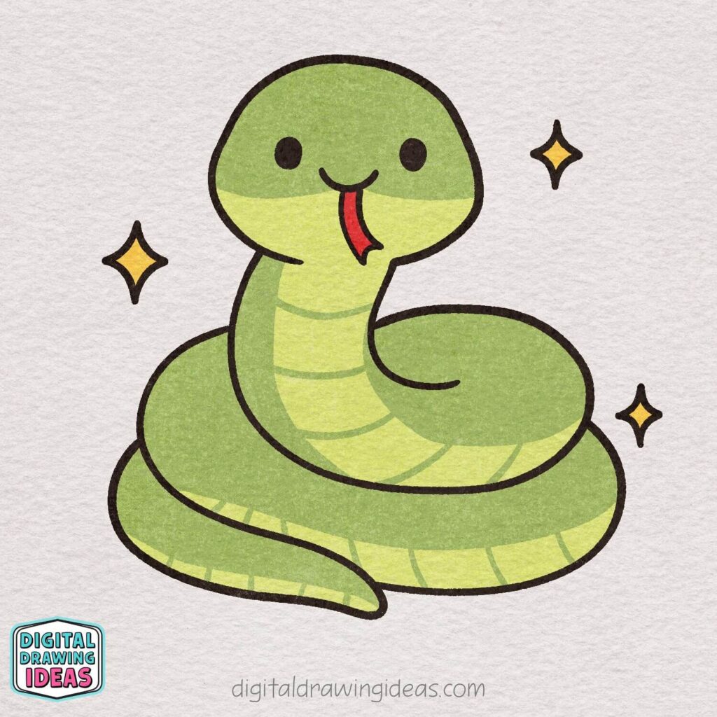 how to draw a snake - cute snake drawing tutorial