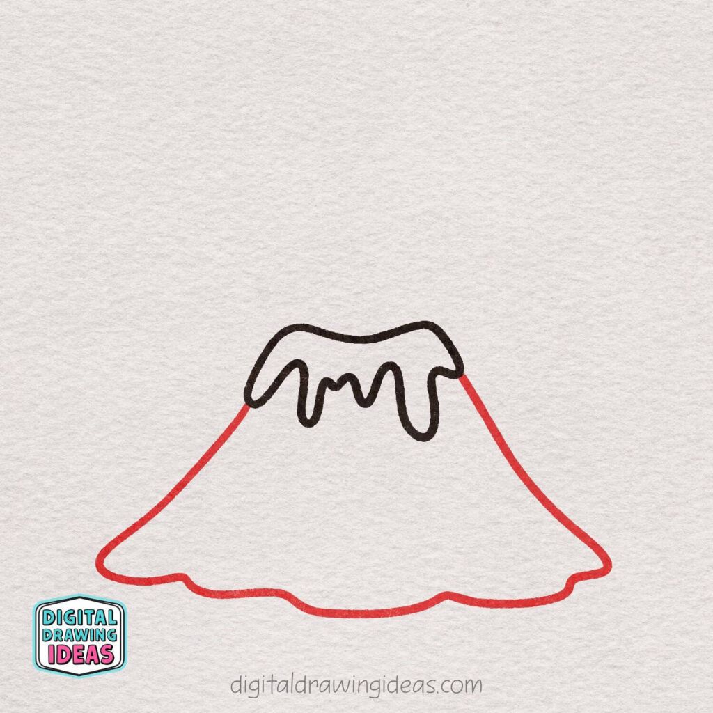 how to draw a volcano - cute volcano drawing tutorial