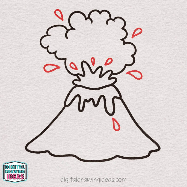 How to Draw a Volcano - Digital Drawing Ideas