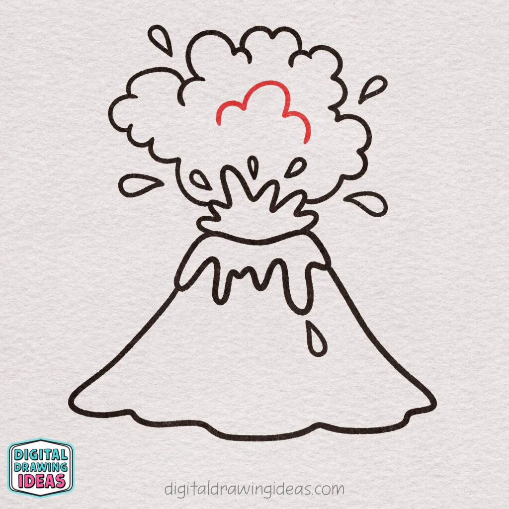 how to draw a volcano - cute volcano drawing tutorial