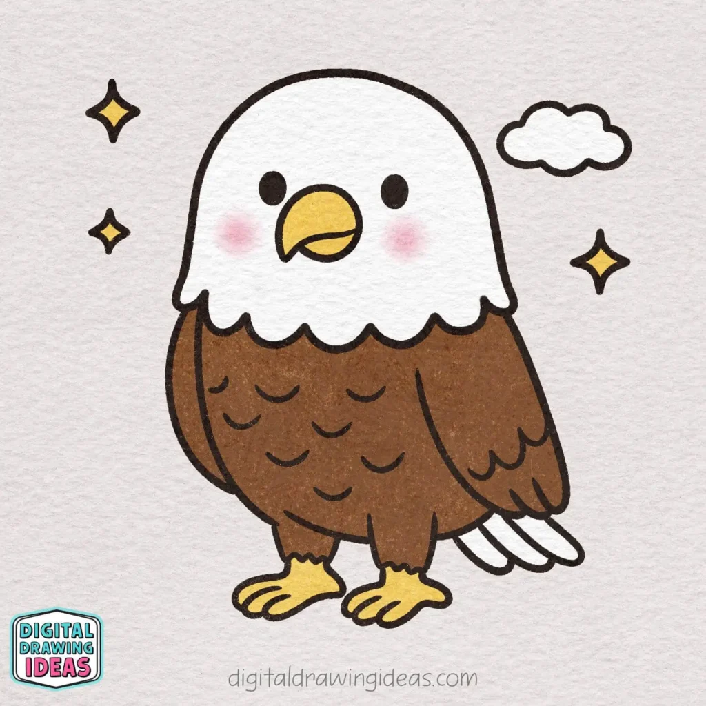 how to draw an eagle - cute eagle drawing tutorial