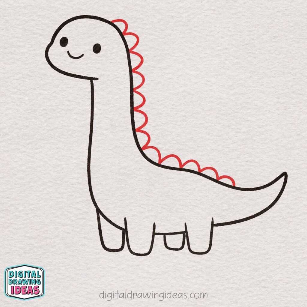 how to draw a dinosaur step by step - cute dinosaur drawing tutorial