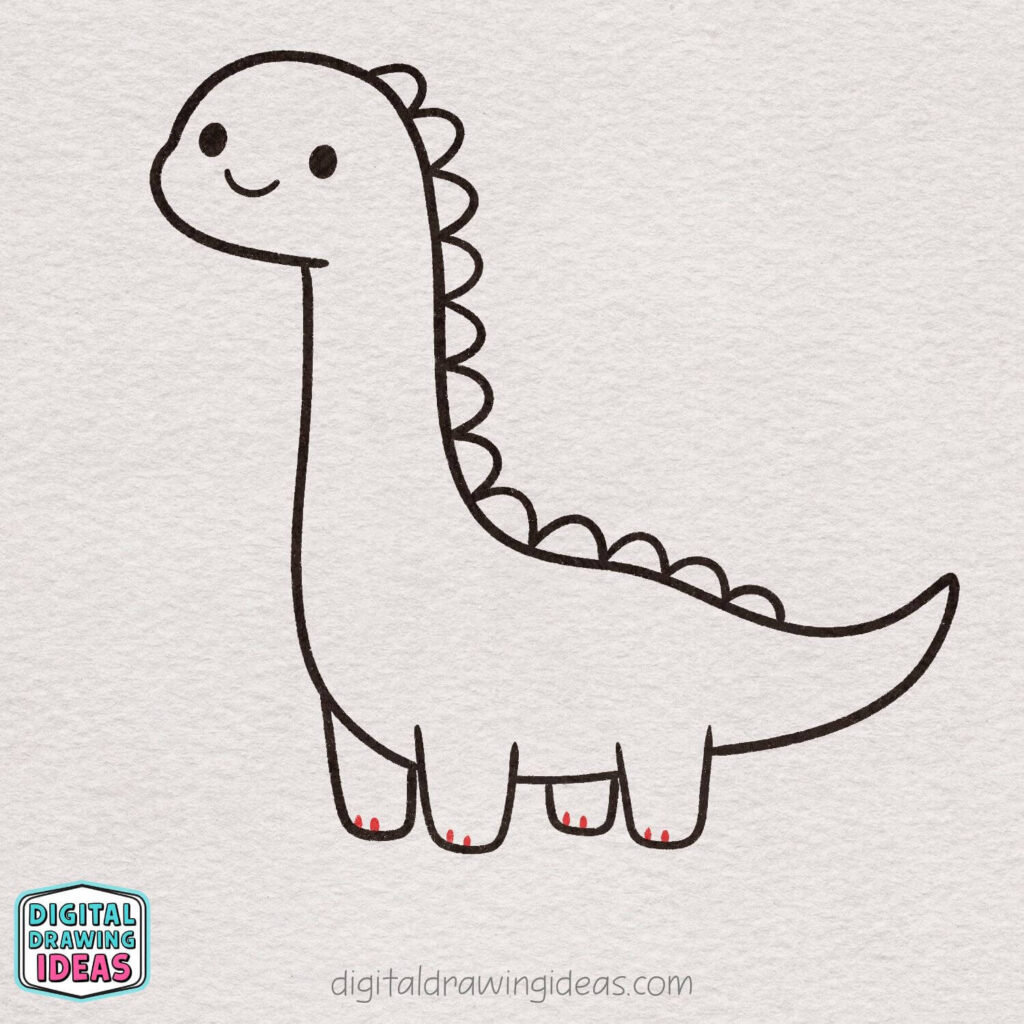 how to draw a dinosaur step by step - cute dinosaur drawing tutorial