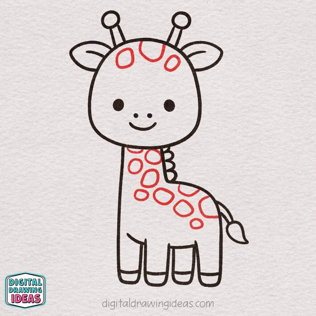 how to draw a giraffe step by step - cute giraffe drawing tutorial