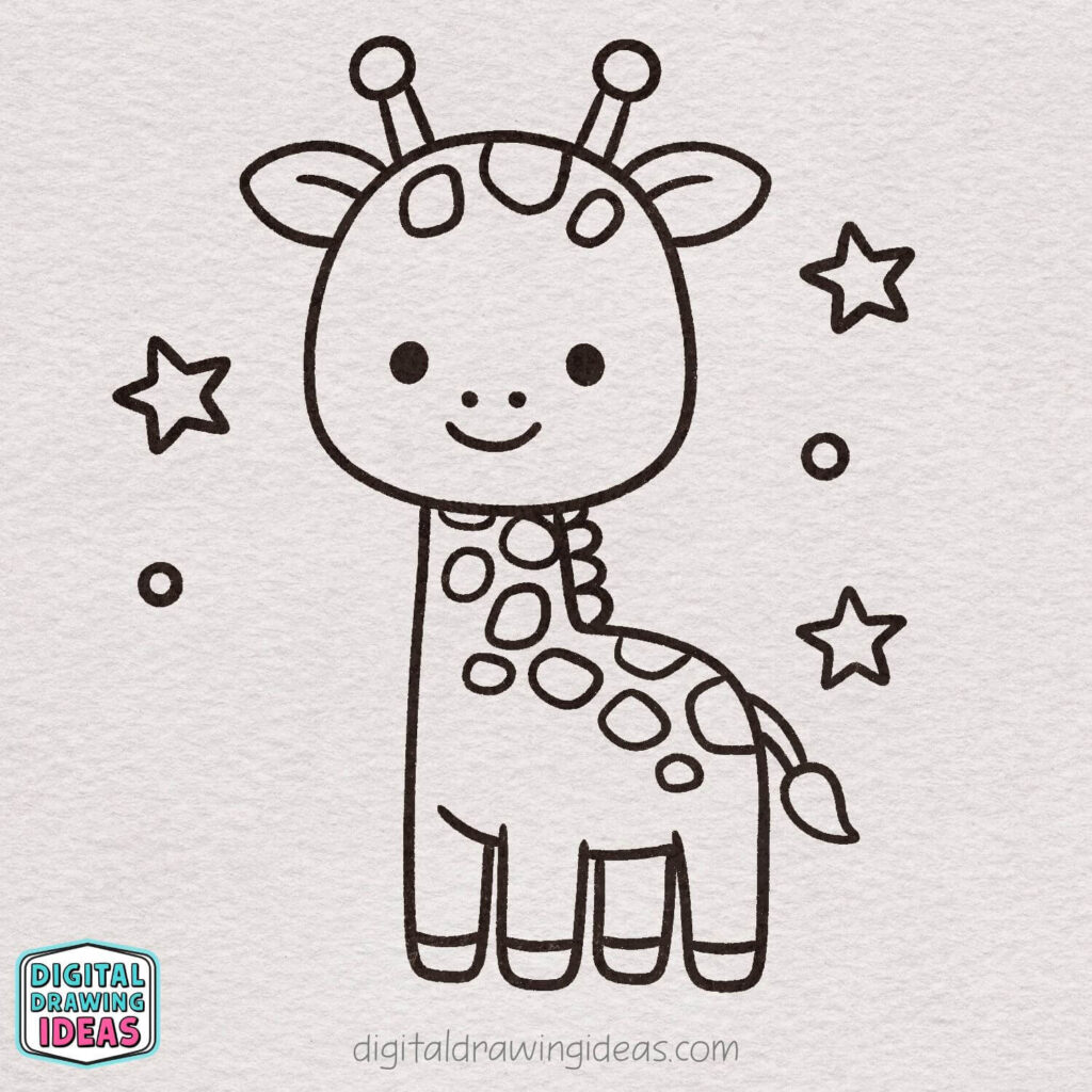 how to draw a giraffe step by step - cute giraffe drawing tutorial