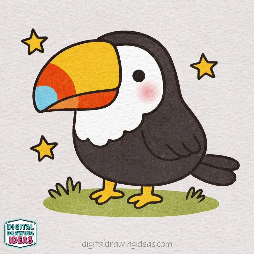 how to draw a toucan step by step - cute toucan drawing