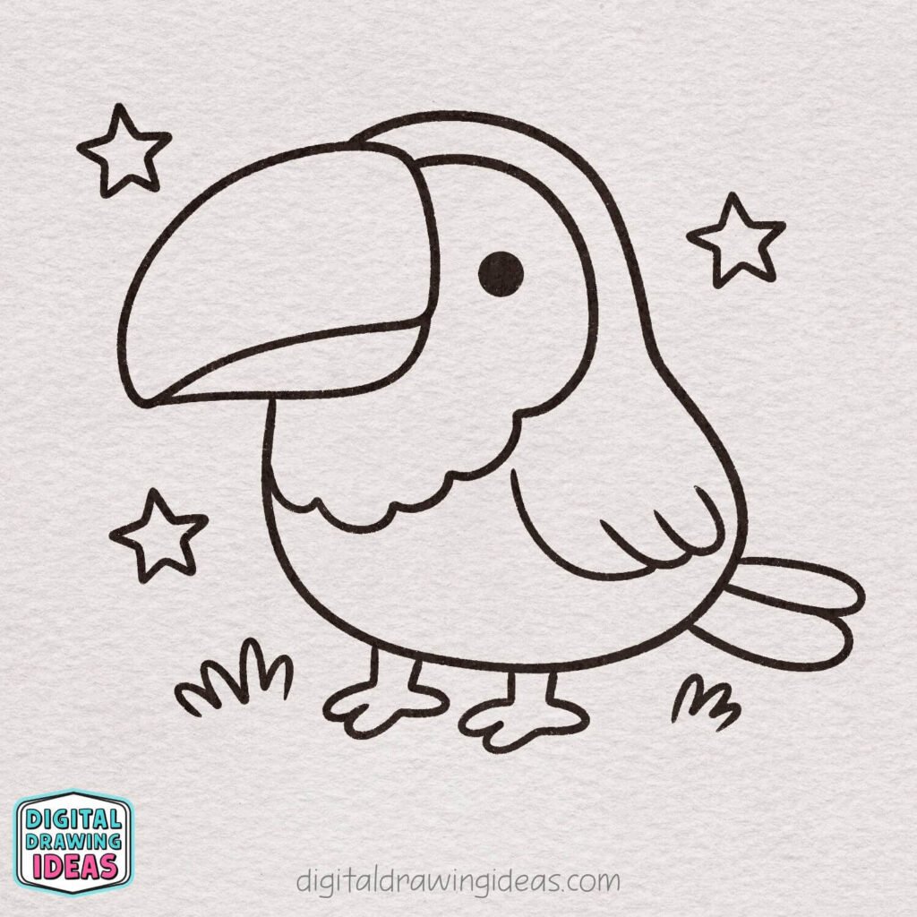 how to draw a toucan step by step - cute toucan drawing