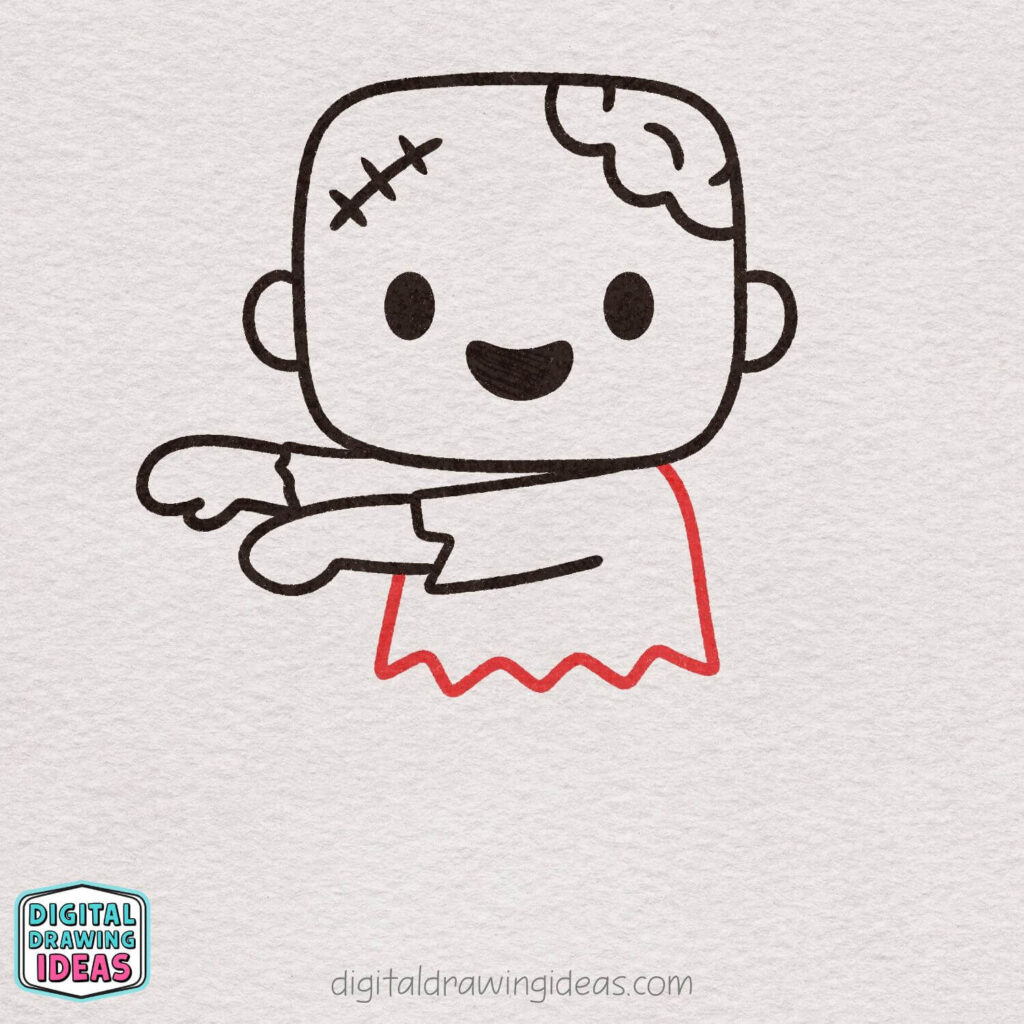 how to draw a zombie step by step - cute zombie drawing tutorial