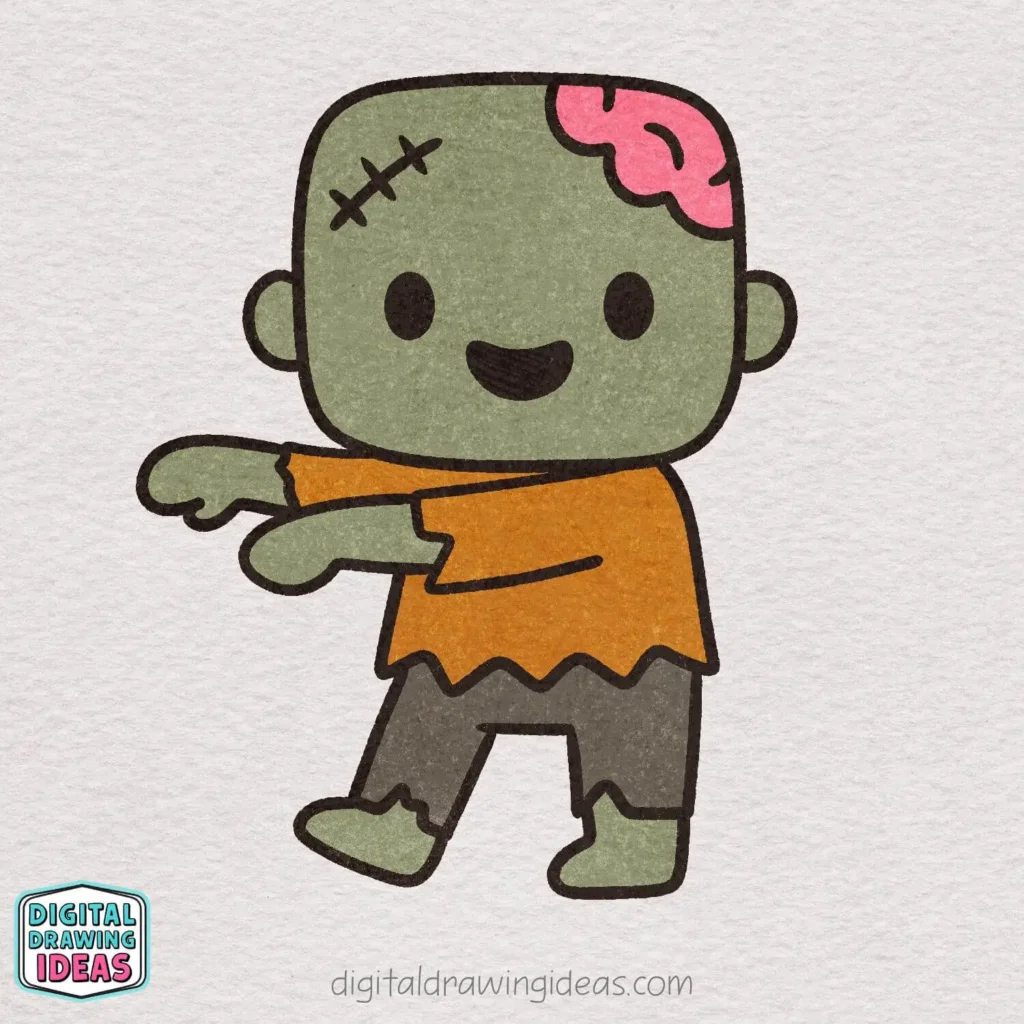 how to draw a zombie step by step - cute zombie drawing tutorial