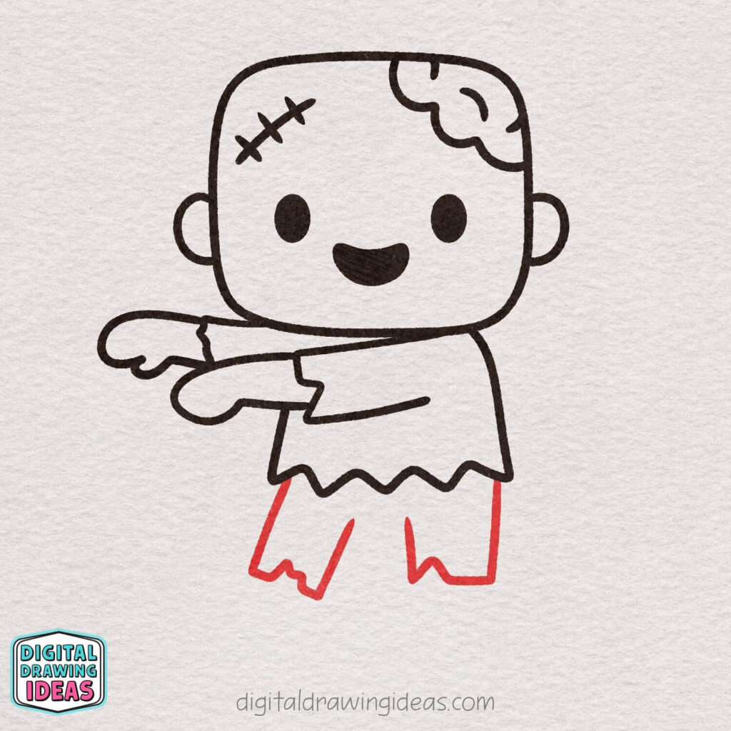 how to draw a zombie step by step - cute zombie drawing tutorial