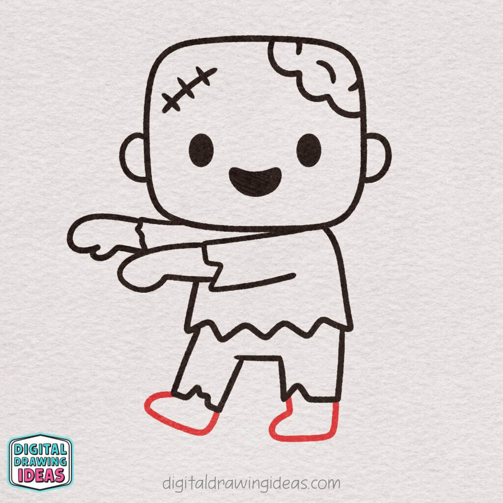 how to draw a zombie step by step - cute zombie drawing tutorial