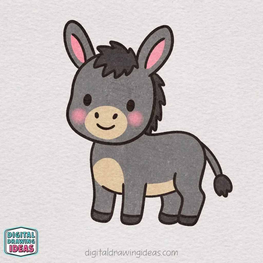how to draw a donkey step by step - cute donkey drawing tutorial