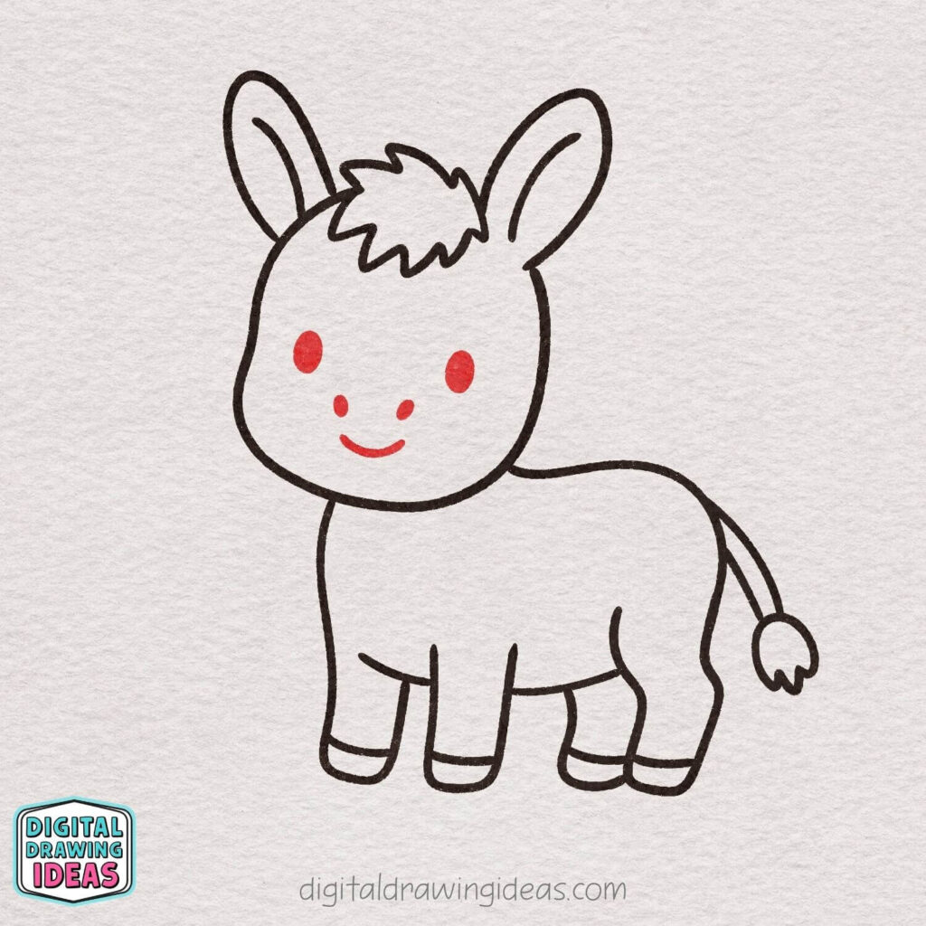 how to draw a donkey step by step - cute donkey drawing tutorial