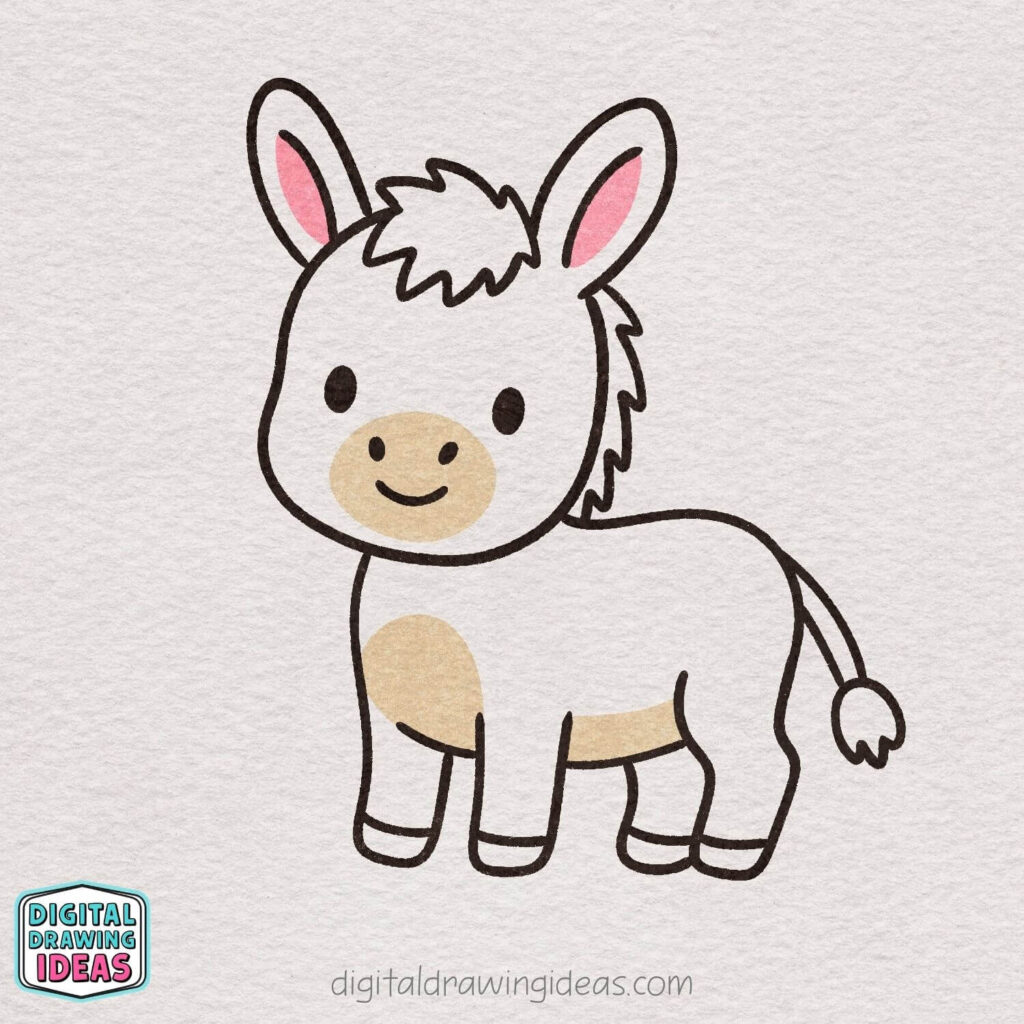 how to draw a donkey step by step - cute donkey drawing tutorial