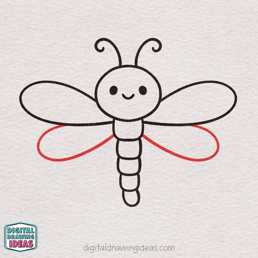 how to draw a dragonfly step by step - cute dragonfly drawing tutorial