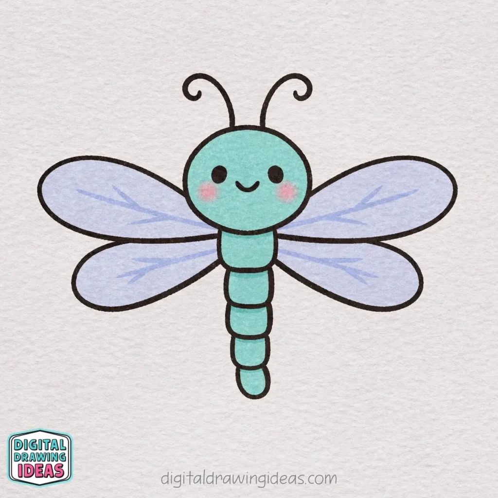 how to draw a dragonfly step by step - cute dragonfly drawing tutorial