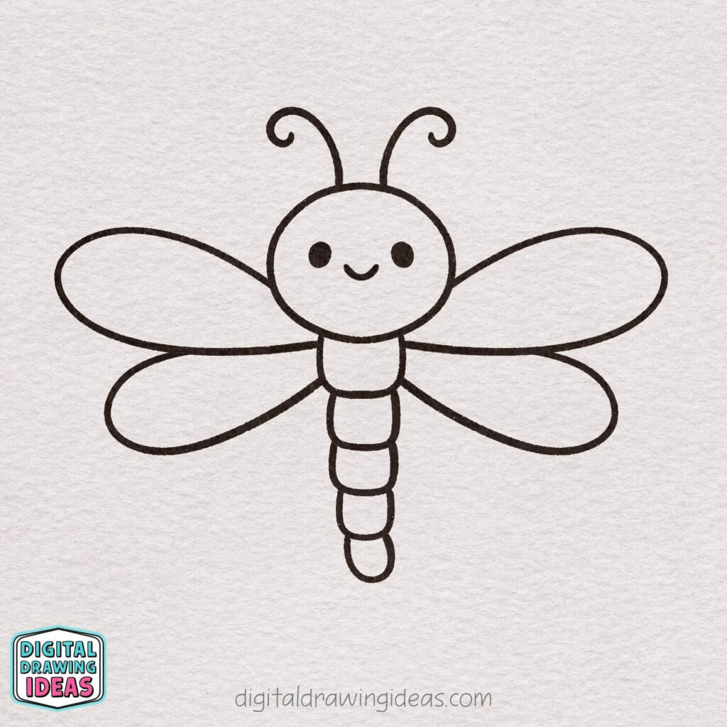 how to draw a dragonfly step by step - cute dragonfly drawing tutorial