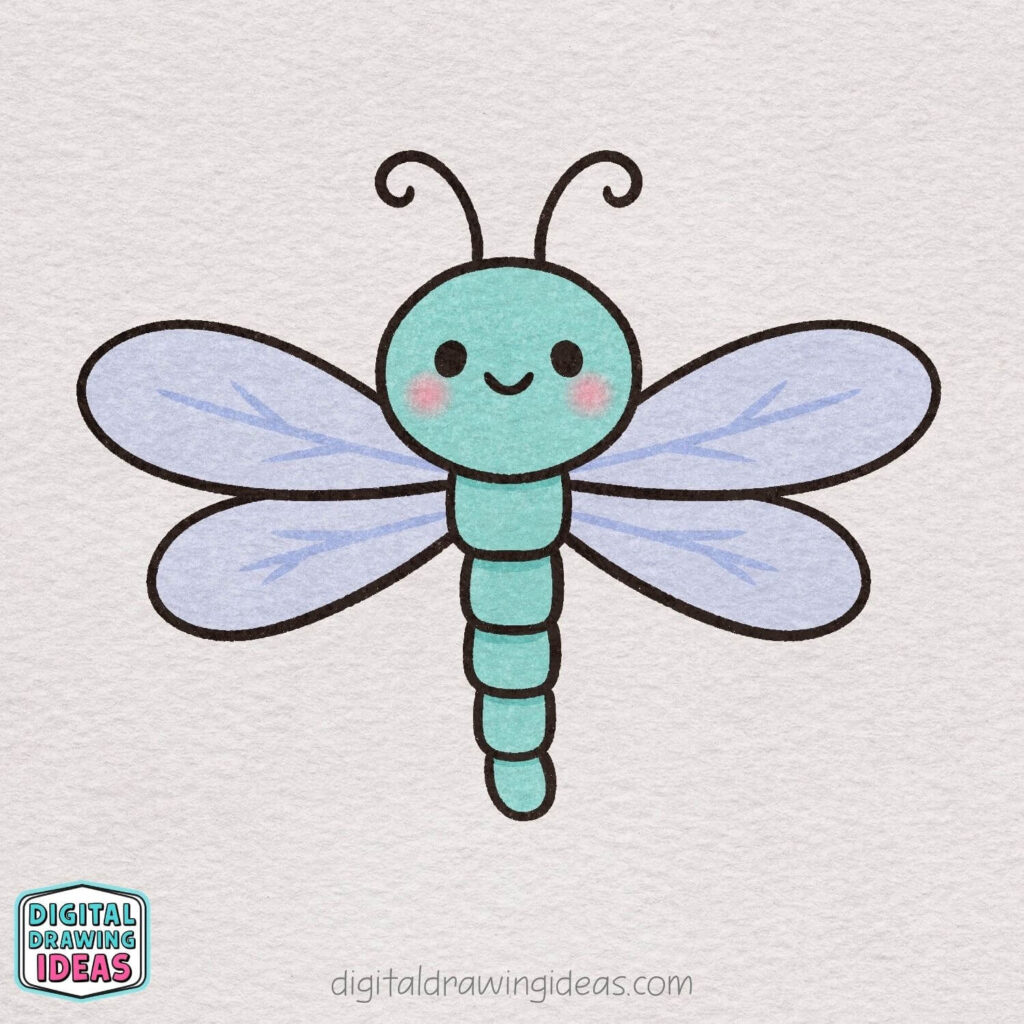 how to draw a dragonfly step by step - cute dragonfly drawing tutorial