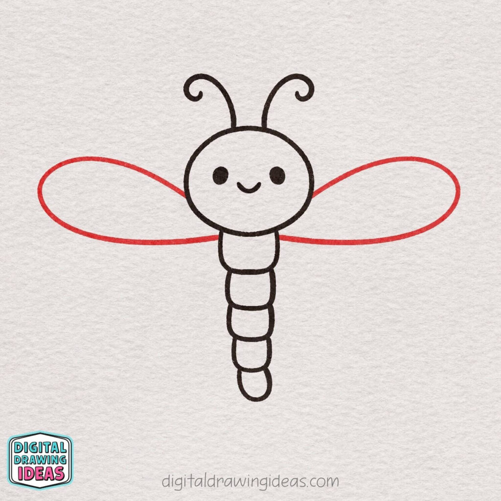 how to draw a dragonfly step by step - cute dragonfly drawing tutorial