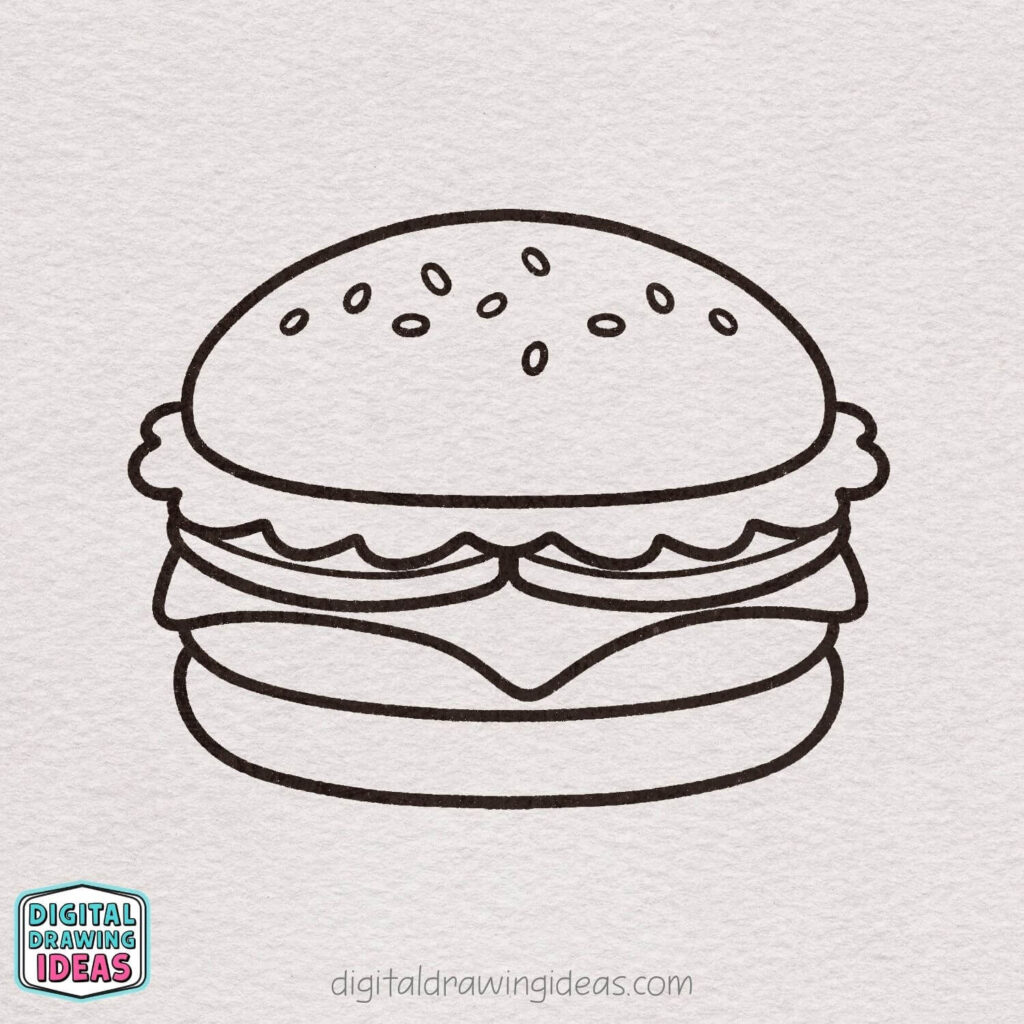 how to draw a hamburger step by step - hamburger drawing