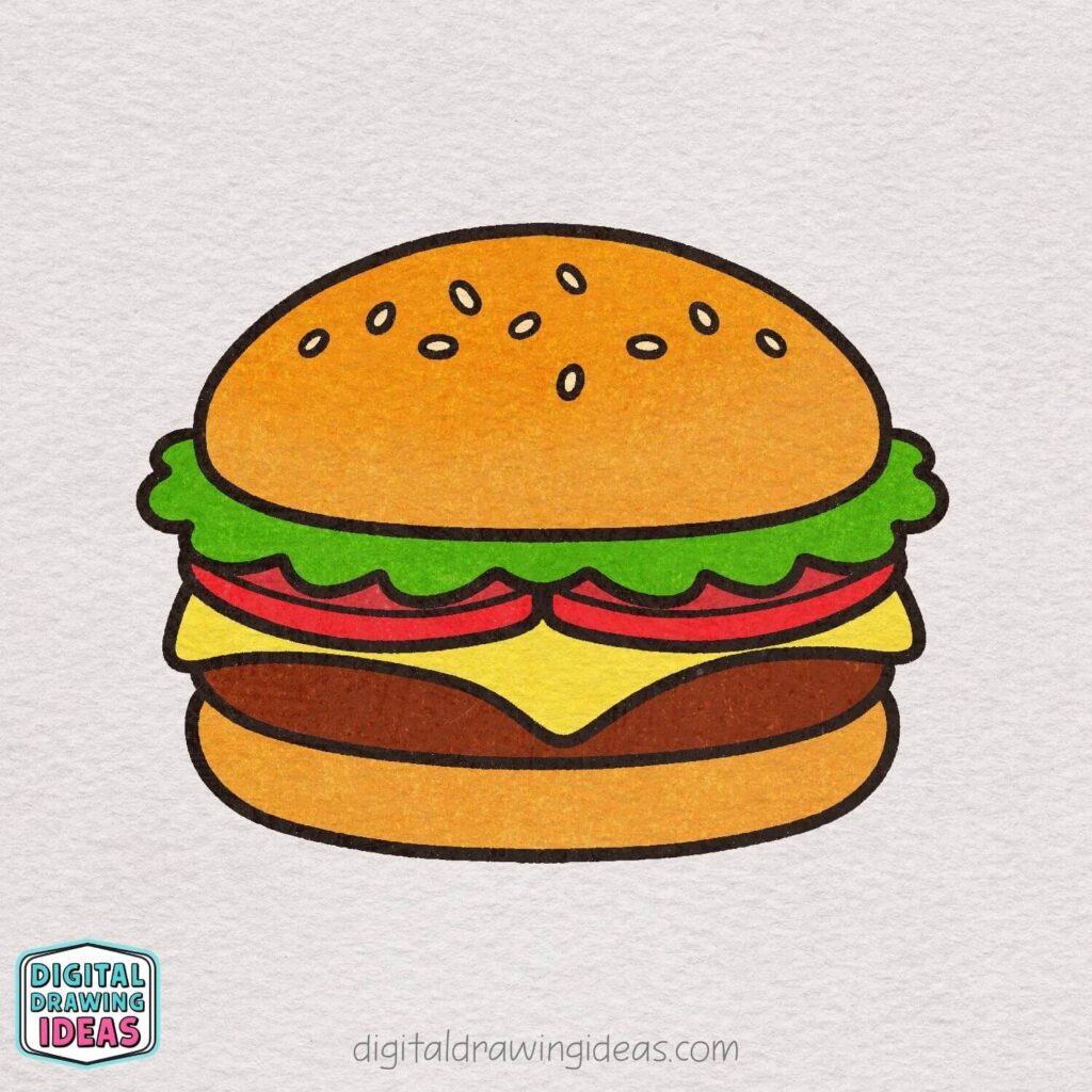 how to draw a hamburger step by step - hamburger drawing