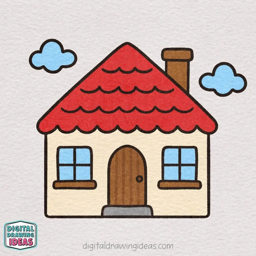 how to draw a house step by step - easy house drawing tutorial