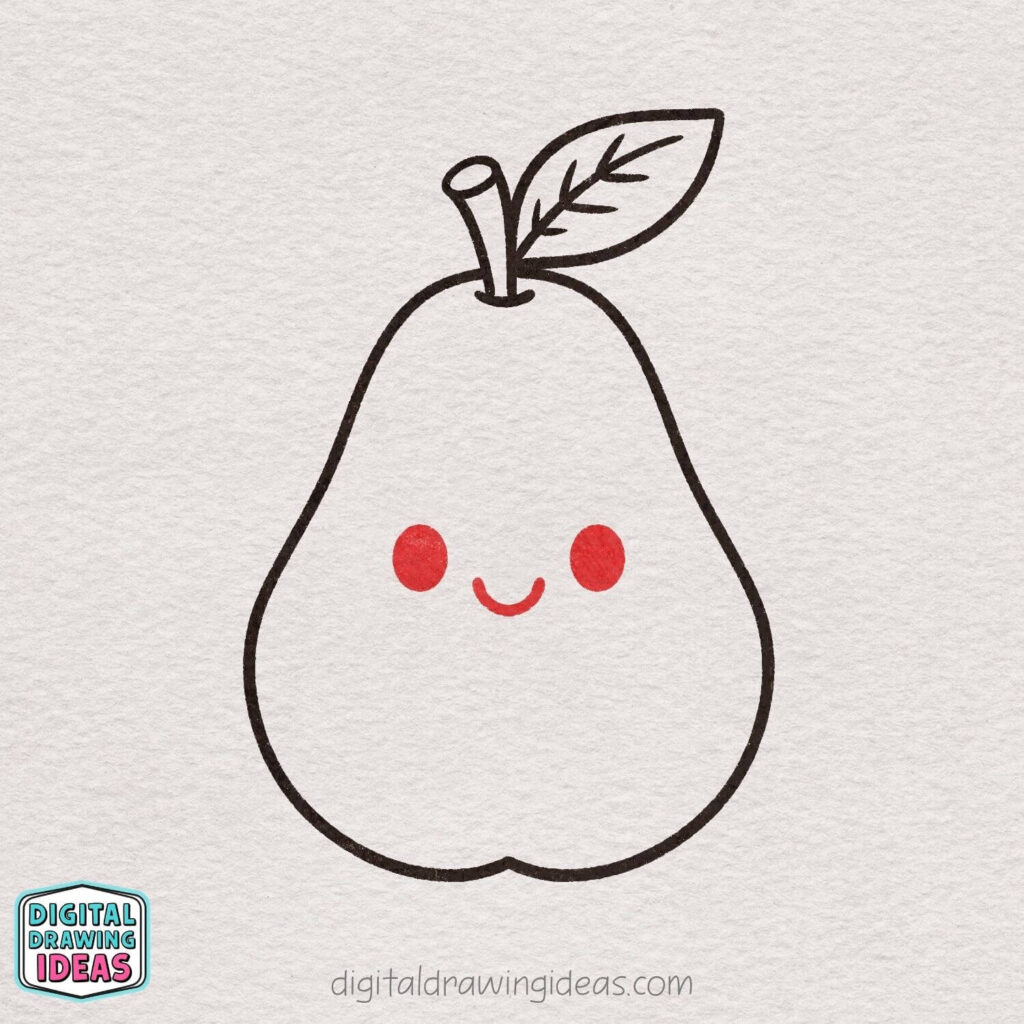 how to draw a pear step by step - cute pear drawing tutorial
