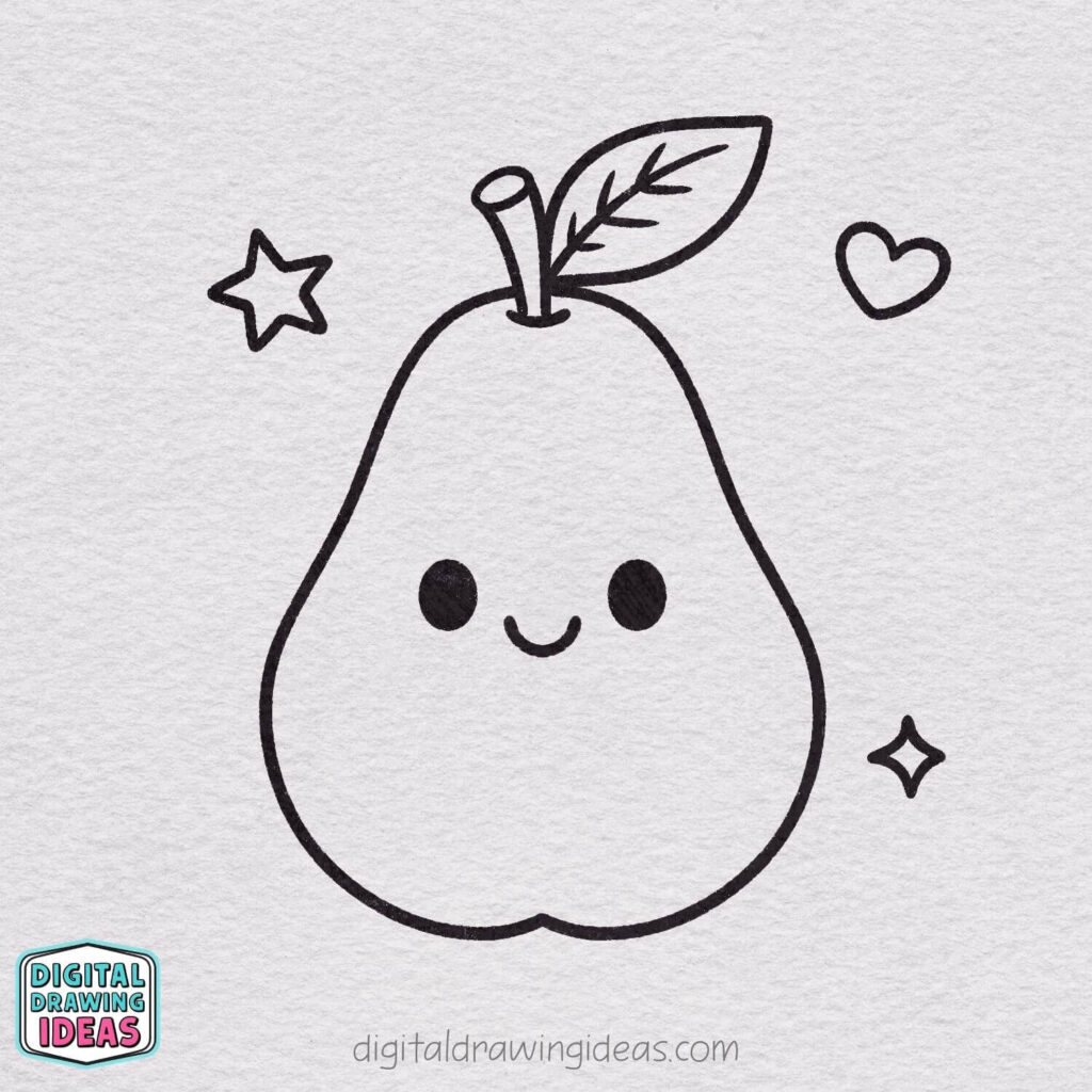 how to draw a pear step by step - cute pear drawing tutorial