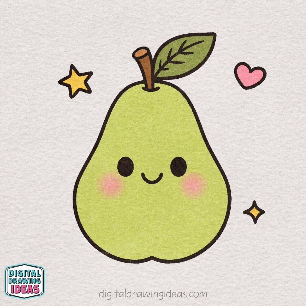 how to draw a pear step by step - cute pear drawing tutorial