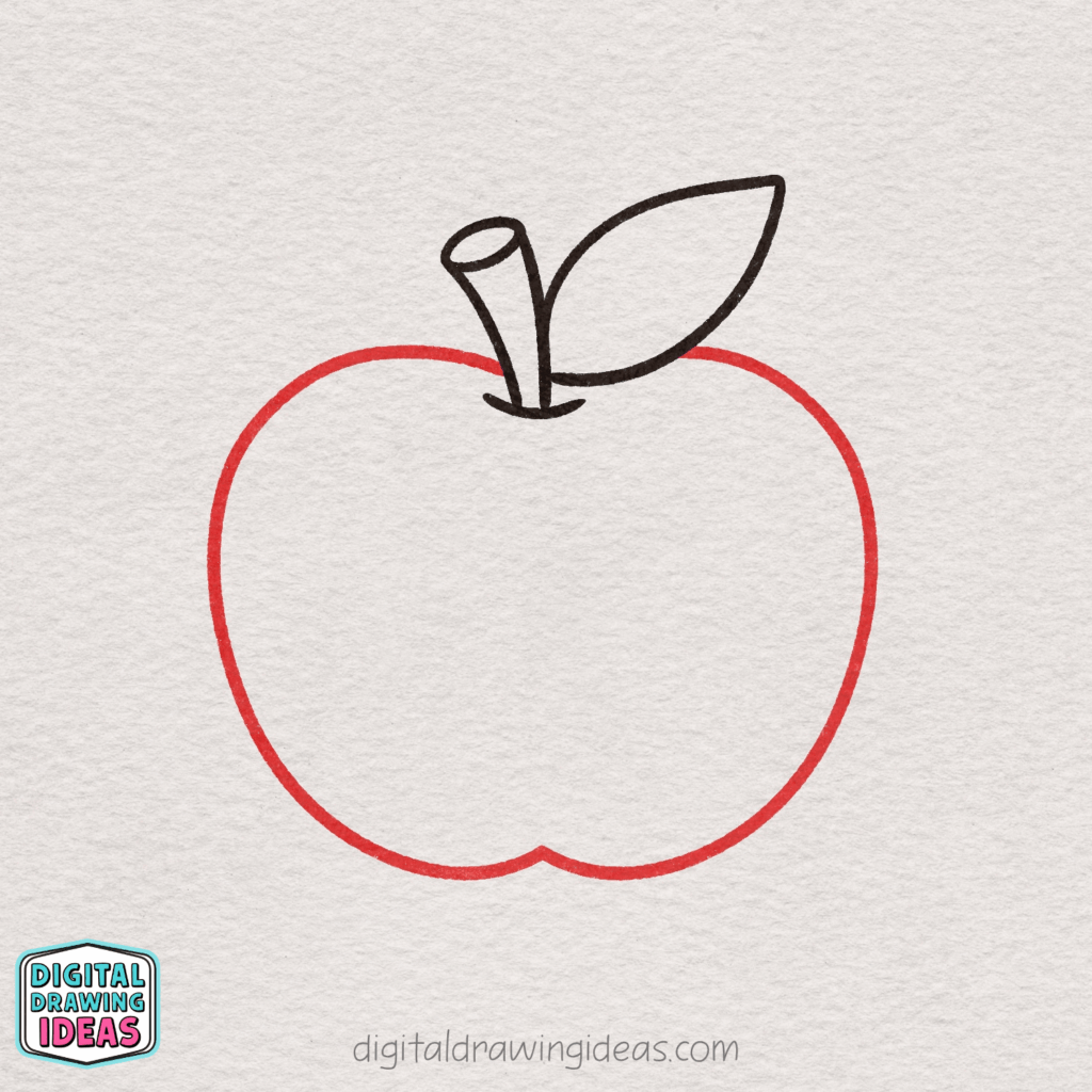 how to draw an apple step by step - cute apple drawing tutorial