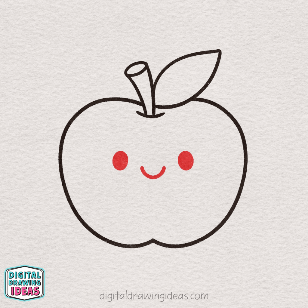 how to draw an apple step by step - cute apple drawing tutorial