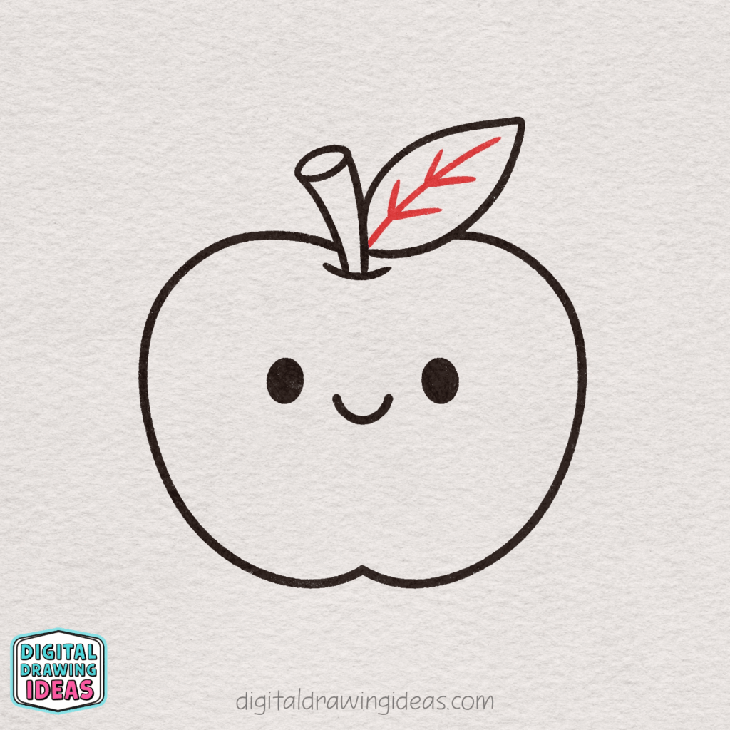 how to draw an apple step by step - cute apple drawing tutorial