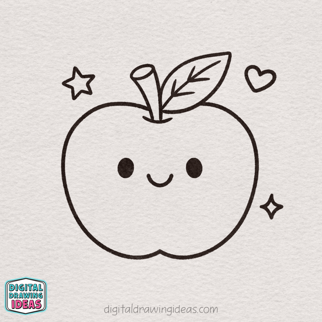 how to draw an apple step by step - cute apple drawing tutorial