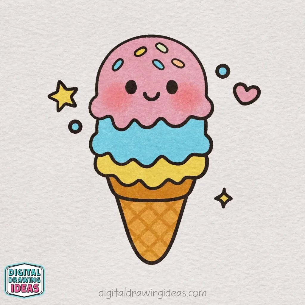 how to draw an ice cream - easy ice cream drawing tutorial