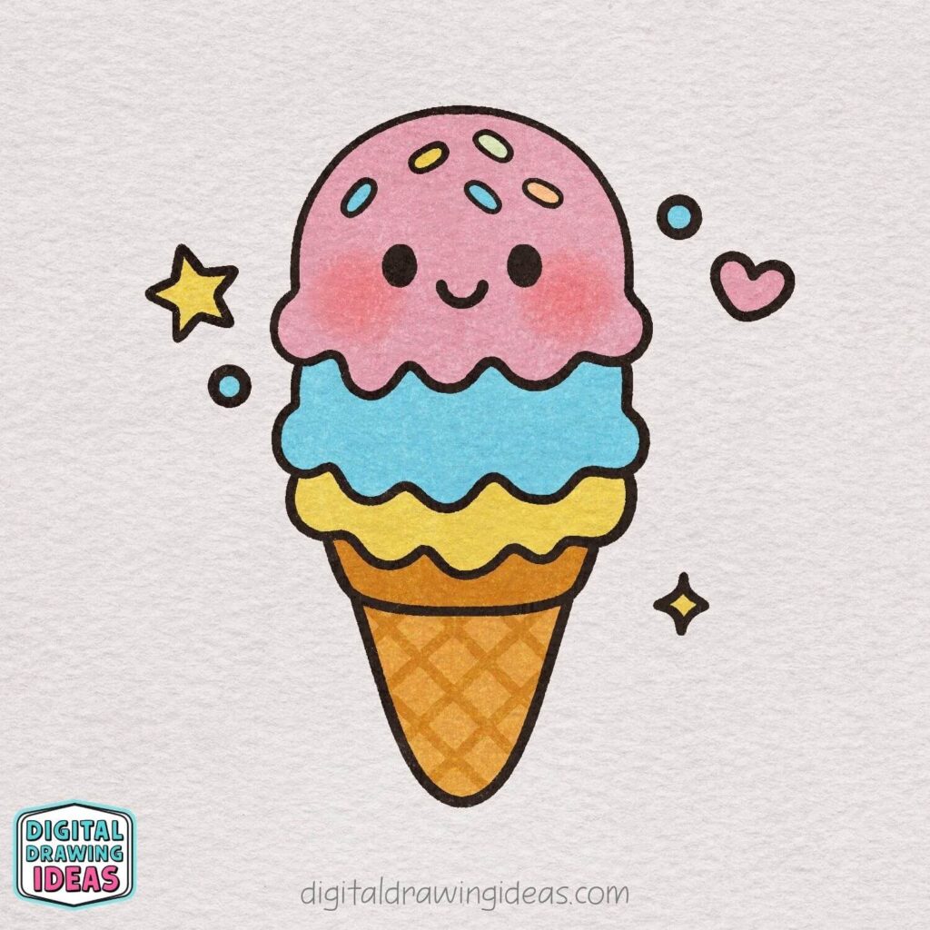 how to draw an ice cream - easy ice cream drawing tutorial