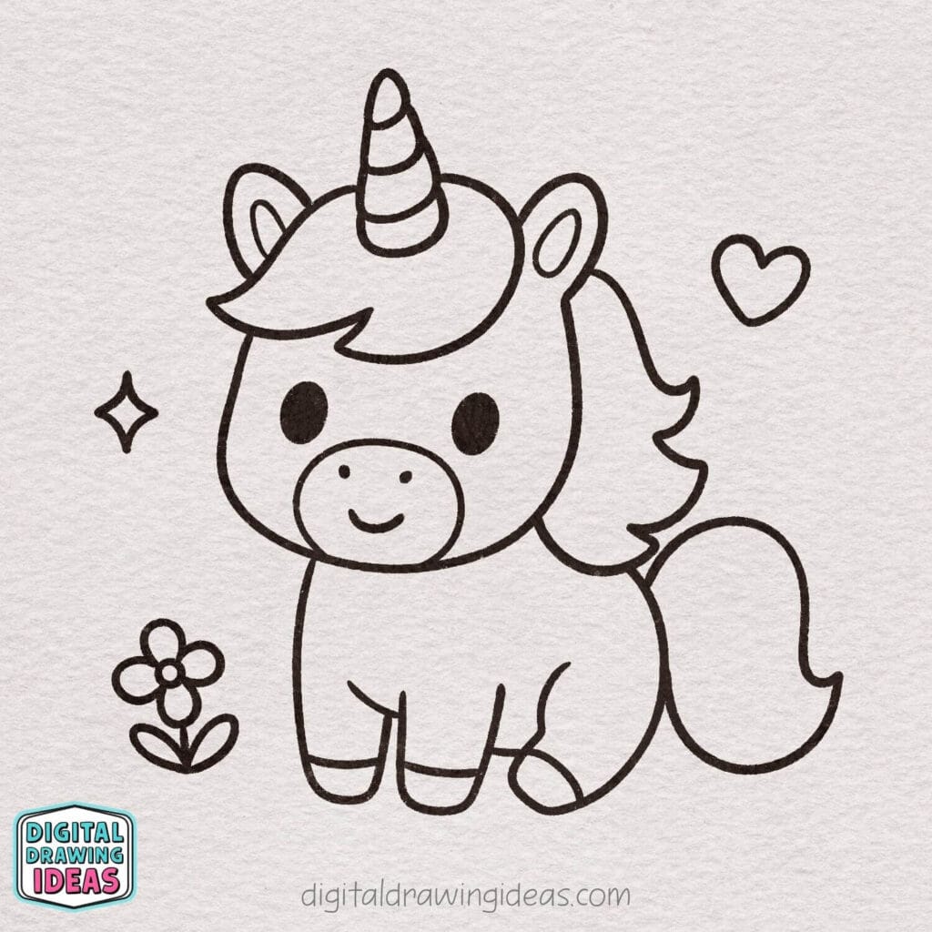 How to Draw a Unicorn step by step - cute unicorn drawing tutorial