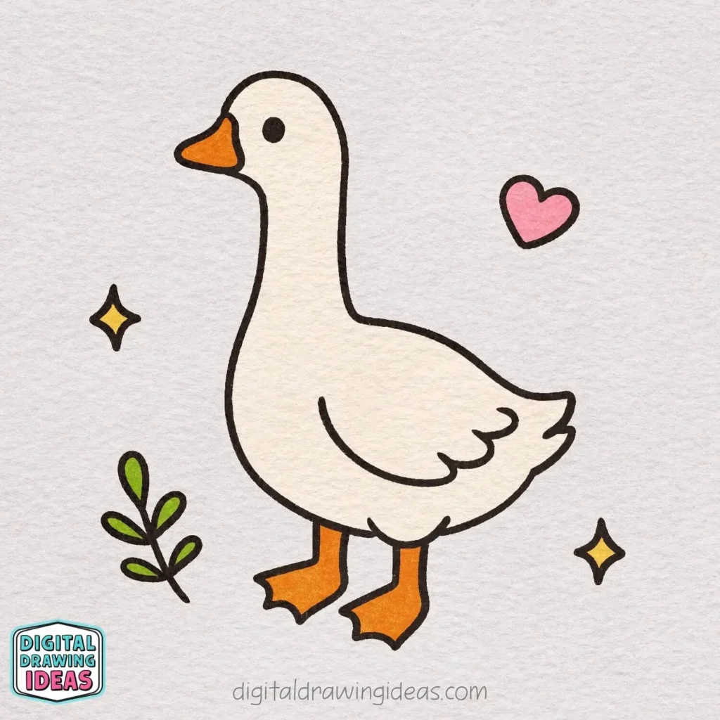 how to draw a goose step by step - cute goose drawing tutorial