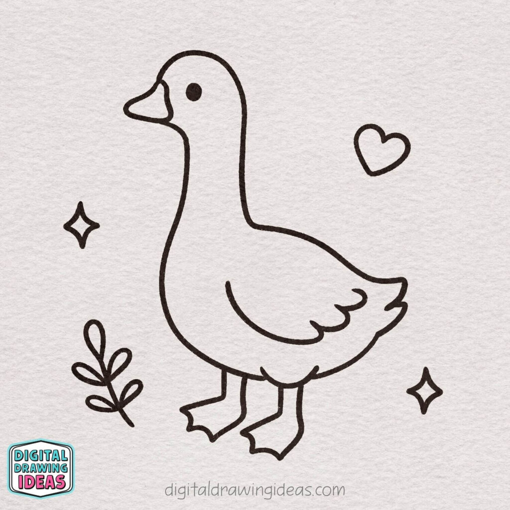 how to draw a goose step by step - cute goose drawing tutorial