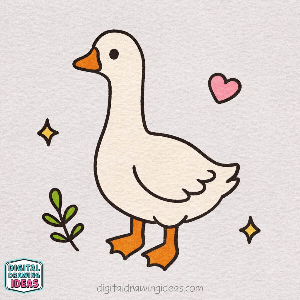 how to draw a goose step by step - cute goose drawing tutorial